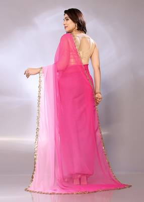 Georgette ombre-dyed saree with blouse piece 4