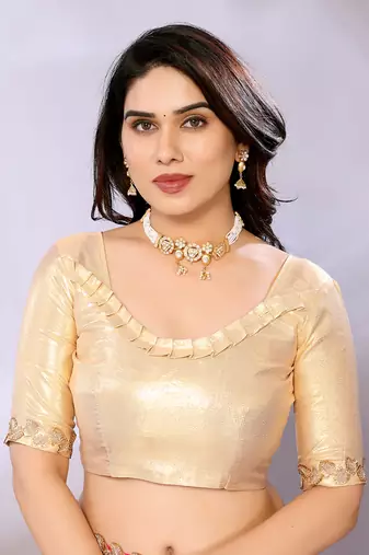 Georgette colour-block saree with blouse piece