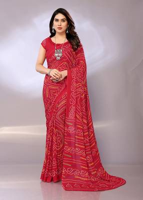 Chiffon embellished saree with blouse piece 1