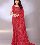 Chiffon embellished saree with blouse piece