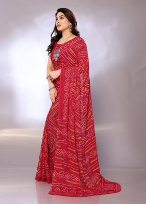 Chiffon embellished saree with blouse piece 2