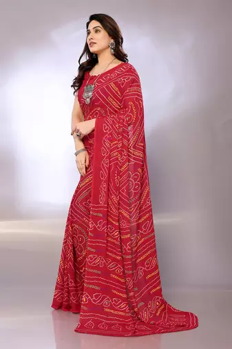 Chiffon embellished saree with blouse piece