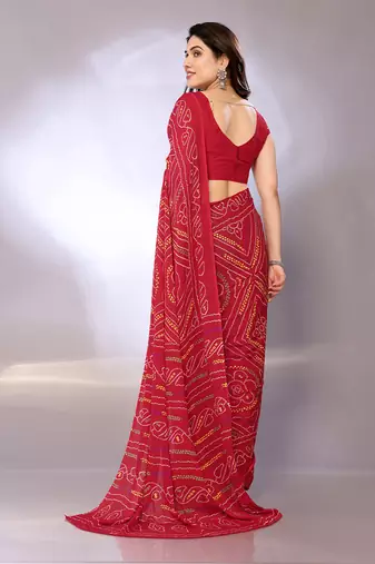 Chiffon embellished saree with blouse piece