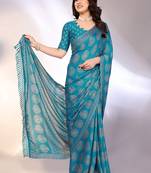 Chiffon floral saree with blouse piece