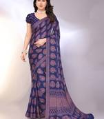 Chiffon floral saree with blouse piece