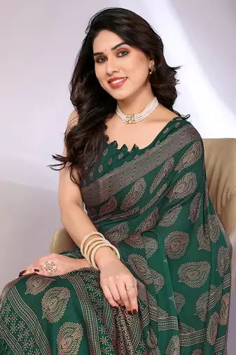 Chiffon floral saree with blouse piece