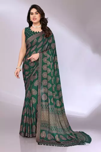 Chiffon floral saree with blouse piece