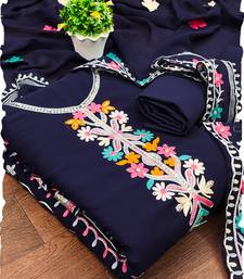 Georgette Sequin & Traditional Pattern Multicolor Thread Work Kurta Bottom Dupatta Set Dress Material