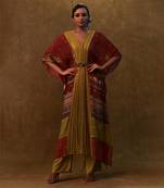 Maroon printed kaftan with pants and a separate inner.