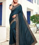 Designer morpeach heavy zari embroidery border art silk saree