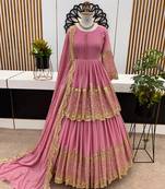 Baby Pink Colour Designer Wedding Wear Faux Georgette Full Stitched Lehenga CHoli