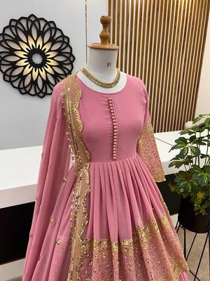Baby Pink Colour Designer Wedding Wear Faux Georgette Full Stitched Lehenga CHoli 3