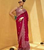 Hot Pink Party Georgette Printed Contemporary Saree