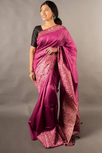 Rani Pink Raw Silk Designer Rich Pallu And Designer Border Saree With Blouse For Women