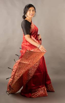 Red Raw Silk Designer Rich Pallu And Designer Border Saree With Blouse For Women 4