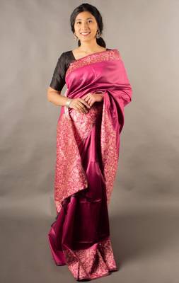 Rani Pink Raw Silk Designer Rich Pallu And Designer Border Saree With Blouse For Women 2