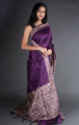 Purple Raw Silk Designer Rich Pallu And Designer Border Saree With Blouse For Women 3