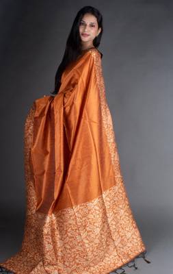 Brown Raw Silk Designer Rich Pallu And Designer Border Saree With Blouse For Women 4