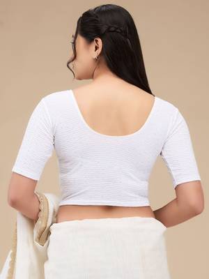 Mmore Women's Lycra Self Design Readymade Non Padded Saree Blouse 2