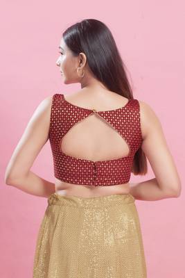 Mmore Women's Brocade Self Design Readymade Padded Saree Blouse 2