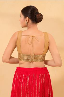 Mmore Women's Net Self Design Readymade Padded Saree Blouse 2