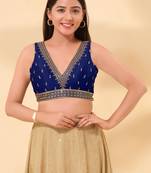 Mmore Women's Mulberry Silk Embroidered Readymade Padded Saree Blouse