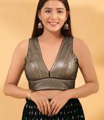 Mmore Women's Tissue Self Design Readymade Padded Saree Blouse