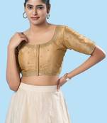 Mmore Women's Mulberry Silk Embroidered Readymade Padded Saree Blouse