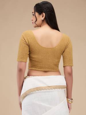Mmore Women's Lycra Self Design Readymade Non Padded Saree Blouse 2