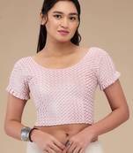 Mmore Women's Velvet Self Design Readymade Non Padded Saree Blouse