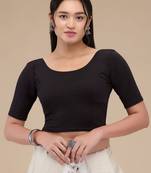 Mmore Women's Lycra Self Design Readymade Non Padded Saree Blouse