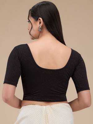 Mmore Women's Lycra Self Design Readymade Non Padded Saree Blouse 2
