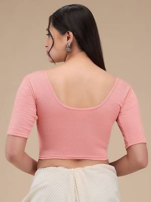 Mmore Women's Lycra Self Design Readymade Non Padded Saree Blouse 2