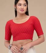 Mmore Women's Lycra Self Design Readymade Non Padded Saree Blouse