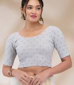 Mmore Women's Lycra Self Design Readymade Non Padded Saree Blouse