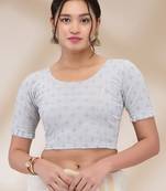 Mmore Women's Lycra Self Design Readymade Non Padded Saree Blouse