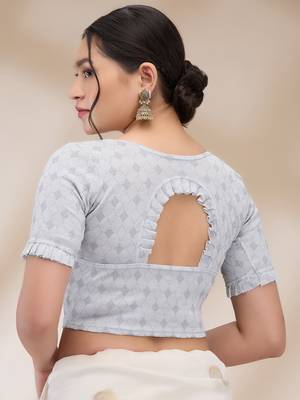 Mmore Women's Lycra Self Design Readymade Non Padded Saree Blouse 2