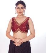 Mmore Women's Phentom Silk Embroidered Readymade Padded Saree Blouse