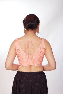 Mmore Women's Net Embroidered Readymade Padded Saree Blouse 2