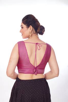 Mmore Women's Banaras Jaquard Printed Readymade Padded Saree Blouse 2