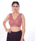 Mmore Women's Georgette Embroidered Readymade Padded Saree Blouse