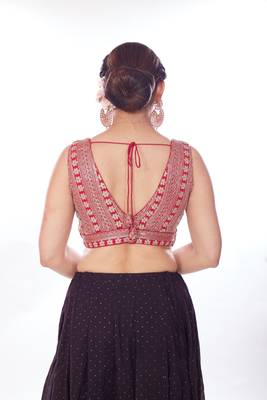 Mmore Women's Georgette Embroidered Readymade Padded Saree Blouse 2