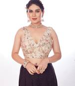 Mmore Women's Net Embroidered Readymade Padded Saree Blouse