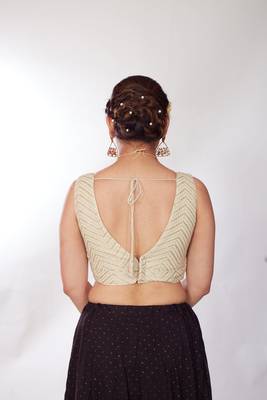 Gold Georgette Sequin Embroidered Readymade Blouse 2