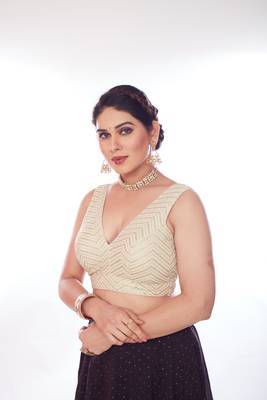 Gold Georgette Sequin Embroidered Readymade Blouse 3