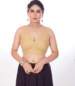 Mmore Women's Georgette Embroidered Readymade Padded Saree Blouse