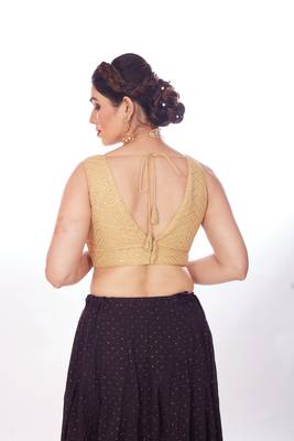 Mmore Women's Georgette Embroidered Readymade Padded Saree Blouse 2
