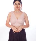 Mmore Women's Georgette Embroidered Readymade Padded Saree Blouse