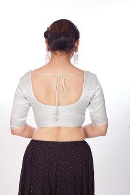 Mmore Women's Banaras Embroidered Readymade Padded Saree Blouse 2