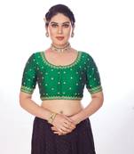 Mmore Women's Phentom Silk Embroidered Readymade Padded Saree Blouse